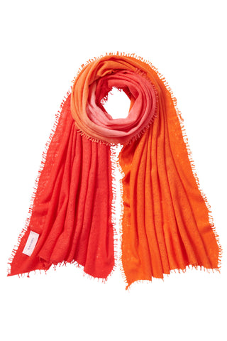 Kaschmirschal Ombre Chili Red Sanddorn – Ombré-Farbverlauf, 100 % Cashmere | PURSCHOEN