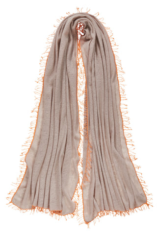 Kaschmirschal Nougat Fransen Orange – einfarbig, 100 % Cashmere | PURSCHOEN