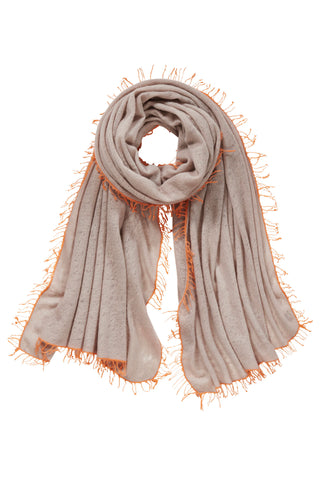Kaschmirschal Nougat Fransen Orange – einfarbig, 100 % Cashmere | PURSCHOEN