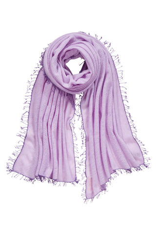 Kaschmirschal Flieder Fransen Violett – einfarbig, 100 % Cashmere | PURSCHOEN