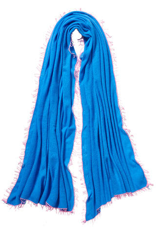 Kaschmirschal Swimming Pool Fransen Flamingo – einfarbig, 100 % Cashmere | PURSCHOEN