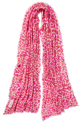 Kaschmirschal Leo Pink Orange – bedruckt, 100 % Cashmere | PURSCHOEN