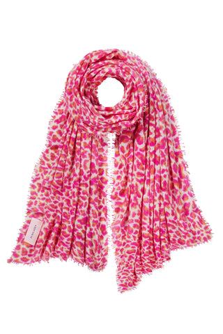Kaschmirschal Leo Pink Orange – bedruckt, 100 % Cashmere | PURSCHOEN