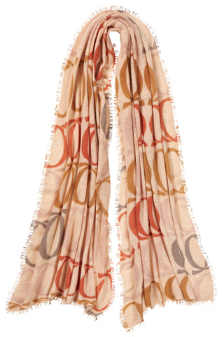 Kaschmirschal Logo Love BigO Sand – bedruckt, 100 % Cashmere | PURSCHOEN