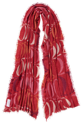 Kaschmirschal Logo Love BigO Lava Red – bedruckt, 100 % Cashmere | PURSCHOEN