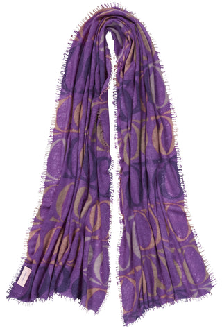 Kaschmirschal Logo Love BigO Violett – bedruckt, 100 % Cashmere | PURSCHOEN