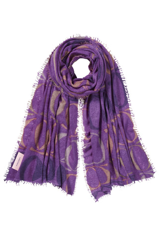 Kaschmirschal Logo Love BigO Violett – bedruckt, 100 % Cashmere | PURSCHOEN