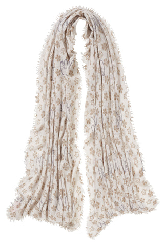 Kaschmirschal Ps Flowerfield Kiesel – bedruckt, 100 % Cashmere | PURSCHOEN