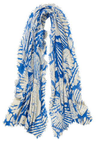 Kaschmirschal Seaside Blue – bedruckt, 100 % Cashmere | PURSCHOEN