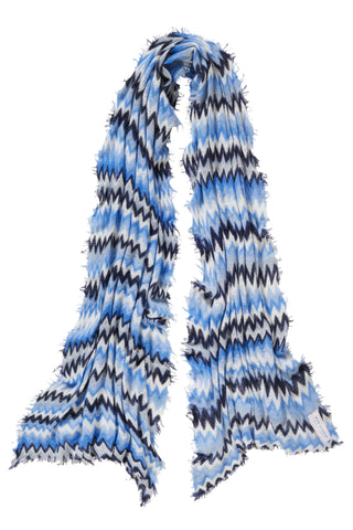 Kaschmirschal Chevron Skyblue Silber – bedruckt, 100 % Cashmere | PURSCHOEN