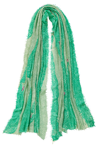 Kaschmirschal Peacock Grün – bedruckt, 100 % Cashmere | PURSCHOEN