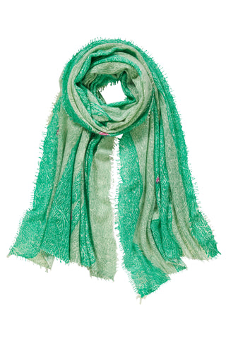 Kaschmirschal Peacock Grün – bedruckt, 100 % Cashmere | PURSCHOEN