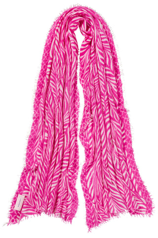 Kaschmirschal Leafgarden Pink Natural – bedruckt, 100 % Cashmere | PURSCHOEN