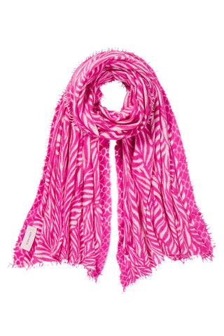 Kaschmirschal Leafgarden Pink Natural – bedruckt, 100 % Cashmere | PURSCHOEN