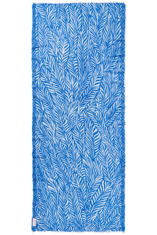 Kaschmirschal Leafgarden Sky Blue Natural – bedruckt, 100 % Cashmere | PURSCHOEN