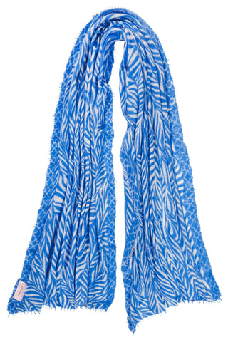 Kaschmirschal Leafgarden Sky Blue Natural – bedruckt, 100 % Cashmere | PURSCHOEN