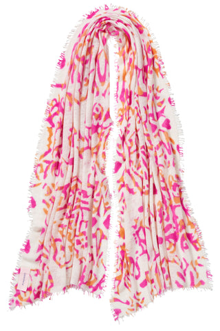 Kaschmirschal Djungle Heart Pink – bedruckt, 100 % Cashmere | PURSCHOEN