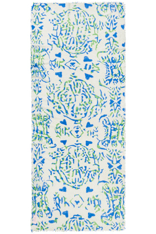 Kaschmirschal Djungle Heart Sky Blue – bedruckt, 100 % Cashmere | PURSCHOEN