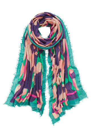 Kaschmirschal Bubble Aquamarin Blackberry – bedruckt, 100 % Cashmere | PURSCHOEN
