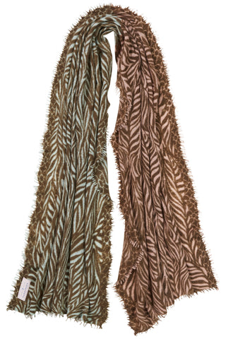 Kaschmirschal Leafgarden Multi Oliv – bedruckt, 100 % Cashmere | PURSCHOEN