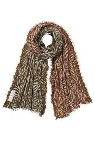 Kaschmirschal Leafgarden Multi Oliv – bedruckt, 100 % Cashmere | PURSCHOEN
