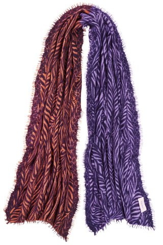 Kaschmirschal Leafgarden Multi Blackberry – bedruckt, 100 % Cashmere | PURSCHOEN