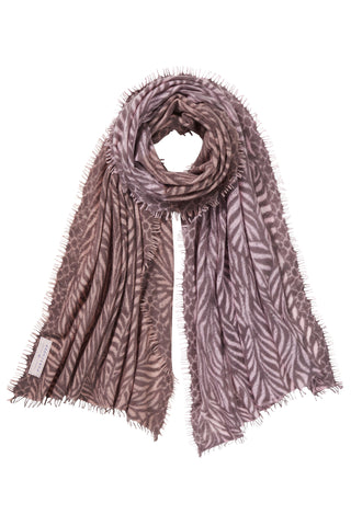 Kaschmirschal Leafgarden Multi Nougat Dark – bedruckt, 100 % Cashmere | PURSCHOEN