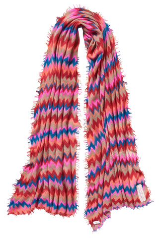 Kaschmirschal Chevron Red Kiesel – bedruckt, 100 % Cashmere | PURSCHOEN