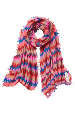 Kaschmirschal Chevron Red Kiesel – bedruckt, 100 % Cashmere | PURSCHOEN