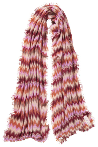 Kaschmirschal Chevron Bordo Camel Classic – bedruckt, 100 % Cashmere | PURSCHOEN