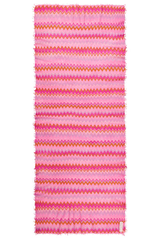 Kaschmirschal Chevron Flamingo Rose – bedruckt, 100 % Cashmere | PURSCHOEN