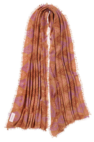 Kaschmirschal Crystal Diamond Camel – bedruckt, 100 % Cashmere | PURSCHOEN