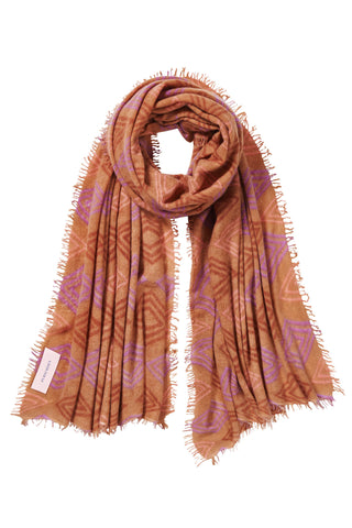 Kaschmirschal Crystal Diamond Camel – bedruckt, 100 % Cashmere | PURSCHOEN