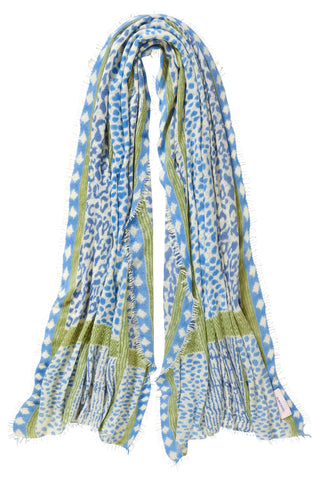 Kaschmirschal Savanne Multi Bleu – bedruckt, 100 % Cashmere | PURSCHOEN