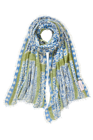 Kaschmirschal Savanne Multi Bleu – bedruckt, 100 % Cashmere | PURSCHOEN