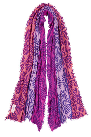 Kaschmirschal Sunflower Pflaume – bedruckt, 100 % Cashmere | PURSCHOEN
