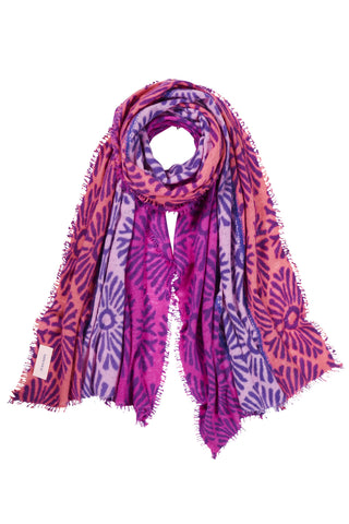 Kaschmirschal Sunflower Pflaume – bedruckt, 100 % Cashmere | PURSCHOEN