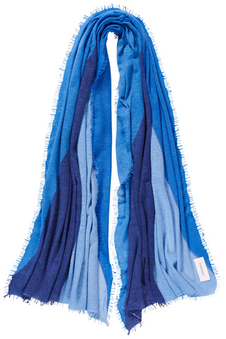 Kaschmirschal Harlequin Sommerblau Puder Blau – Patchwork-Design, 100 % Cashmere | PURSCHOEN