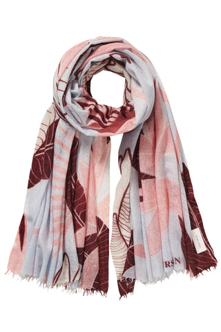 Kaschmirschal gewebt Flamingo Light Blue – bedruckt, 100 % Cashmere | PURSCHOEN