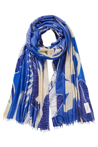 Kaschmirschal gewebt Flamingo Nachtblau – bedruckt, 100 % Cashmere | PURSCHOEN