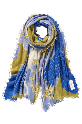 Kaschmirschal Himmelsflug Blue-Military – bedruckt, 100 % Cashmere | PURSCHOEN