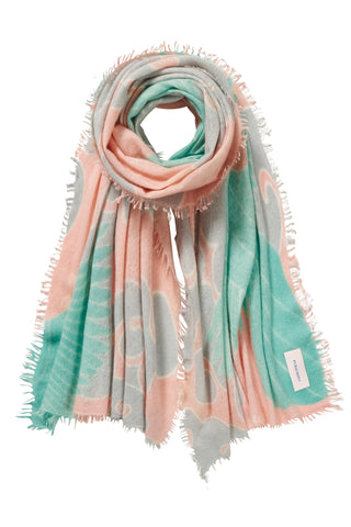 Kaschmirschal Himmelsflug Rose-Eistürkis – bedruckt, 100 % Cashmere | PURSCHOEN