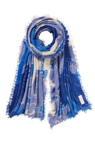 Kaschmirschal Himmelsflug Blue Dreams – bedruckt, 100 % Cashmere | PURSCHOEN