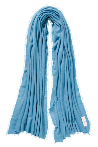 Kaschmirschal Sky Blue Dark – einfarbig, 100 % Cashmere | PURSCHOEN