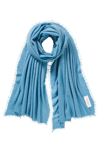 Kaschmirschal Sky Blue Dark – einfarbig, 100 % Cashmere | PURSCHOEN