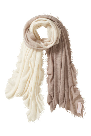 Kaschmirschal Ombre Nougat Natural – Ombré-Farbverlauf, 100 % Cashmere | PURSCHOEN