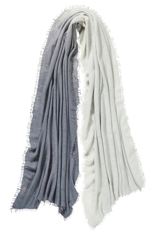 Kaschmirschal Ombre Aluminium Asphalt – Ombré-Farbverlauf, 100 % Cashmere | PURSCHOEN
