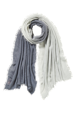 Kaschmirschal Ombre Aluminium Asphalt – Ombré-Farbverlauf, 100 % Cashmere | PURSCHOEN