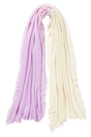 Kaschmirschal Ombre Flieder Natural – Ombré-Farbverlauf, 100 % Cashmere | PURSCHOEN