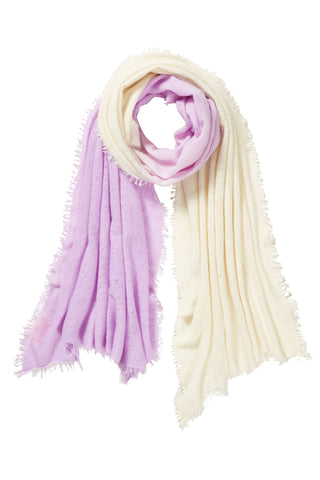 Kaschmirschal Ombre Flieder Natural – Ombré-Farbverlauf, 100 % Cashmere | PURSCHOEN